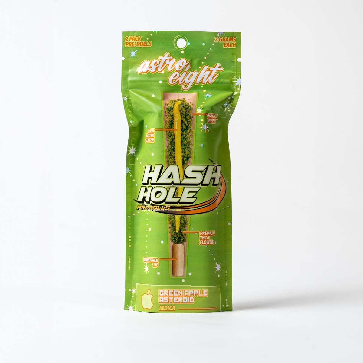 Green Apple Asteroid Hash Hole Pre-Rolls 2 pack