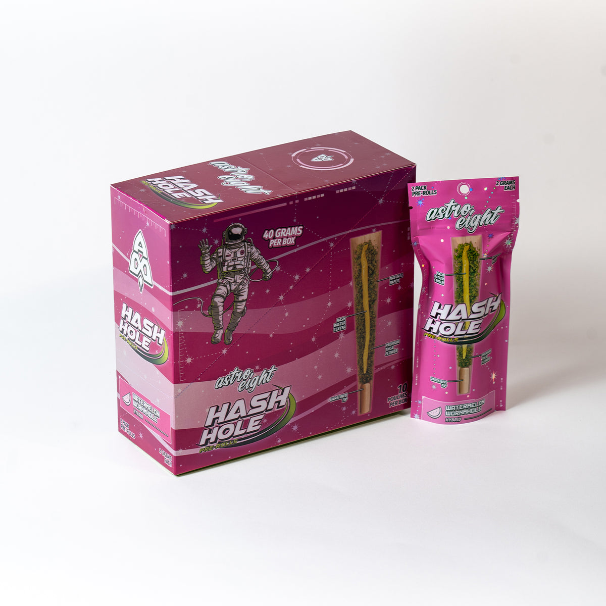 Watermelon Wormhole Hash Hole Pre-Rolls retail box